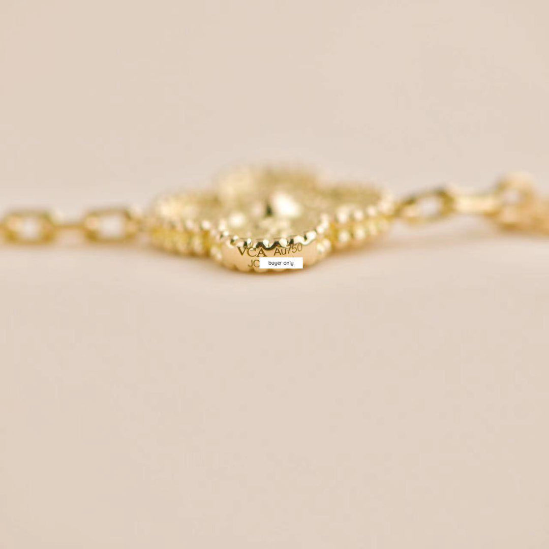 Second Hand Van Cleef 5 Motif Vintage Alhambra Hammered 18K Gold Bracelet