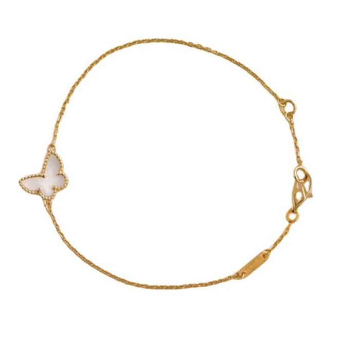 Pre-loved Van Cleef & Arpels Sweet Alhambra Mother of Pearl Butterfly 18k Yellow Gold Bracelet