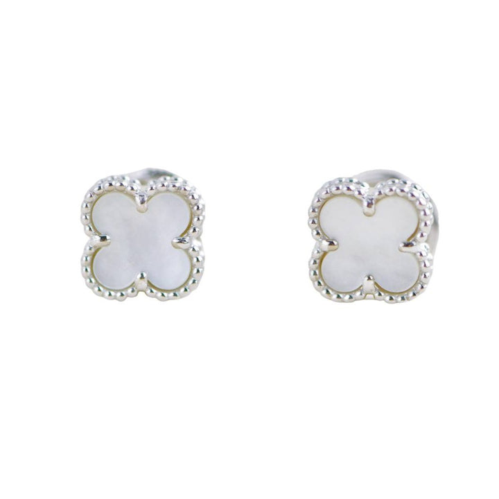 Pre-loved Van Cleef & Arpels Sweet Alhambra Mother of Pearl 18k White Gold Earrings