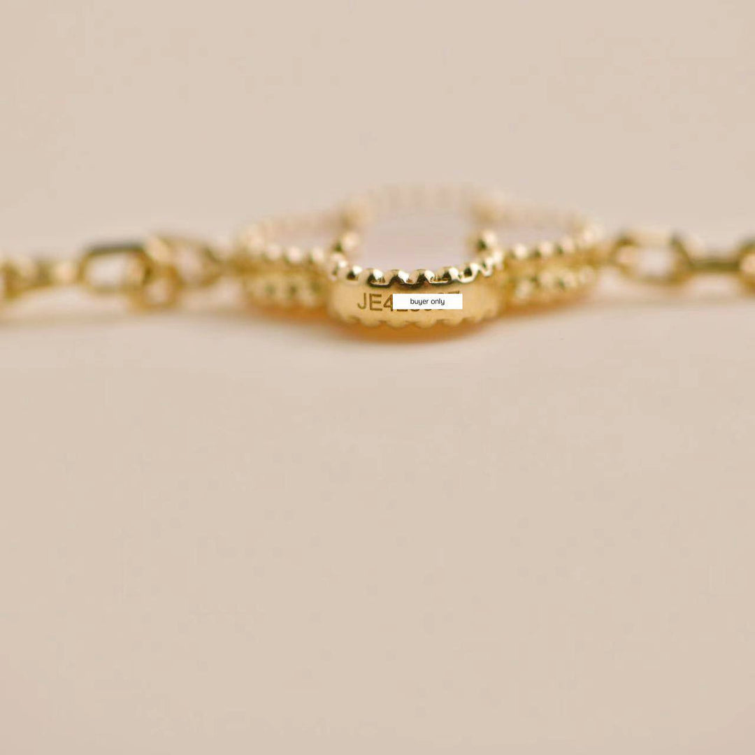 Pre-owned VCA Vintage Alhambra 5 Motif Mother of Pearl 18K Yellow Gold Bracelet