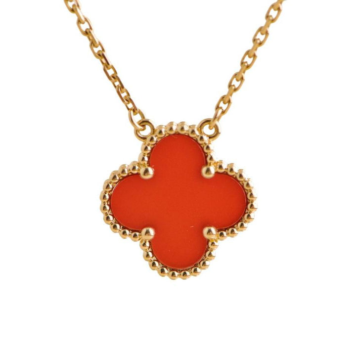 Pre-loved Van Cleef & Arpels Vintage Alhambra Carnelian 18k Yellow Gold Pendant