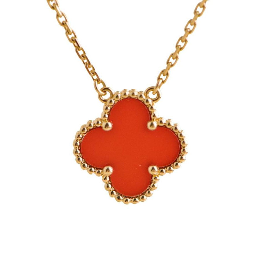 Pre-loved Van Cleef & Arpels Vintage Alhambra Carnelian 18k Yellow Gold Pendant