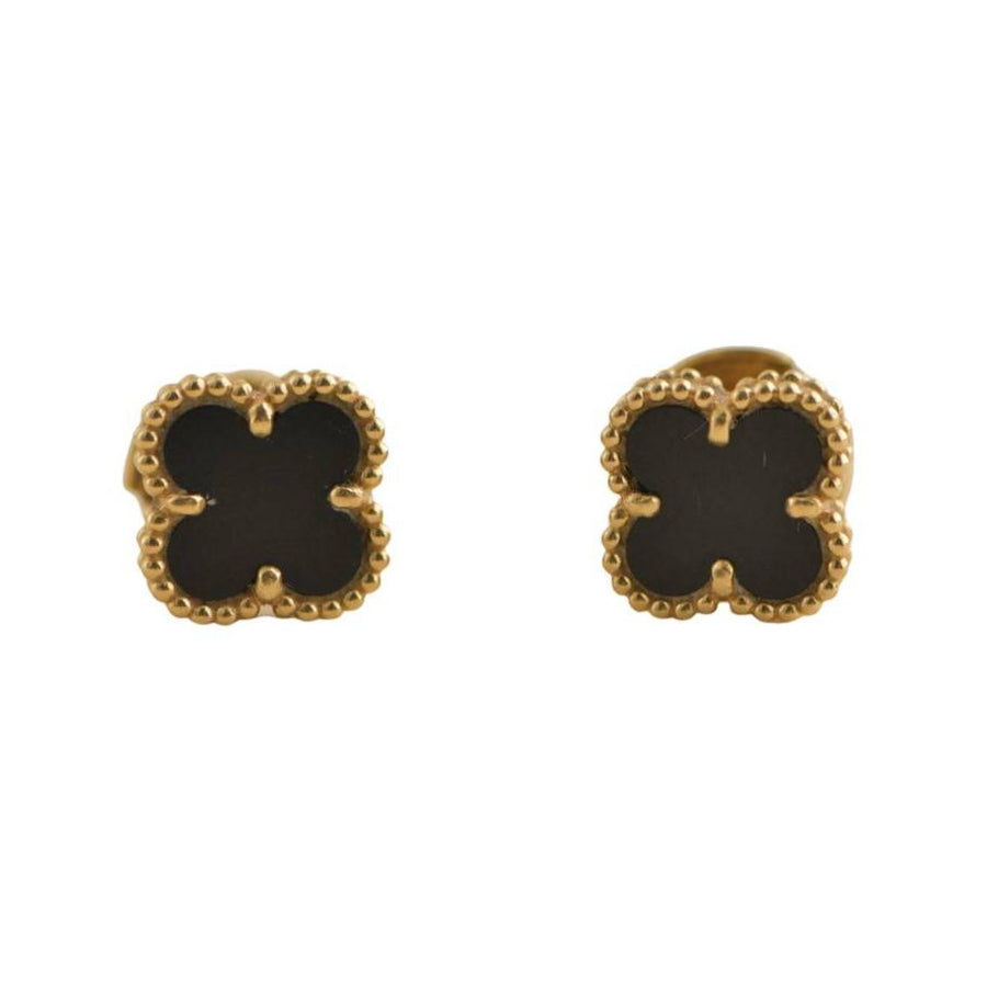 preloved Van Cleef & Arpels Sweet Alhambra Onyx 18K Yellow Gold Earstuds