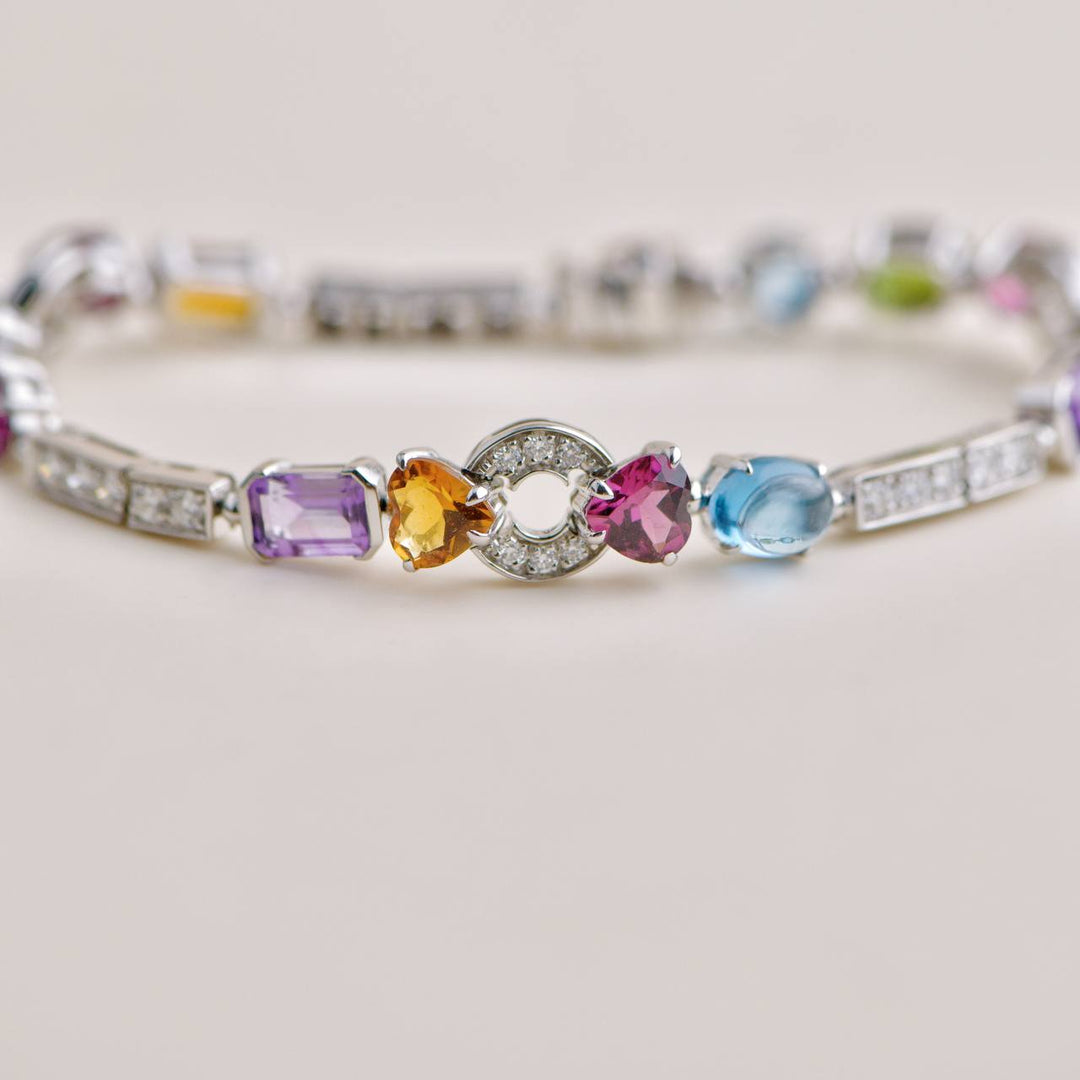 Second Hand Bvlgari Allegra Multi-Gemstone White Gold Bracelet