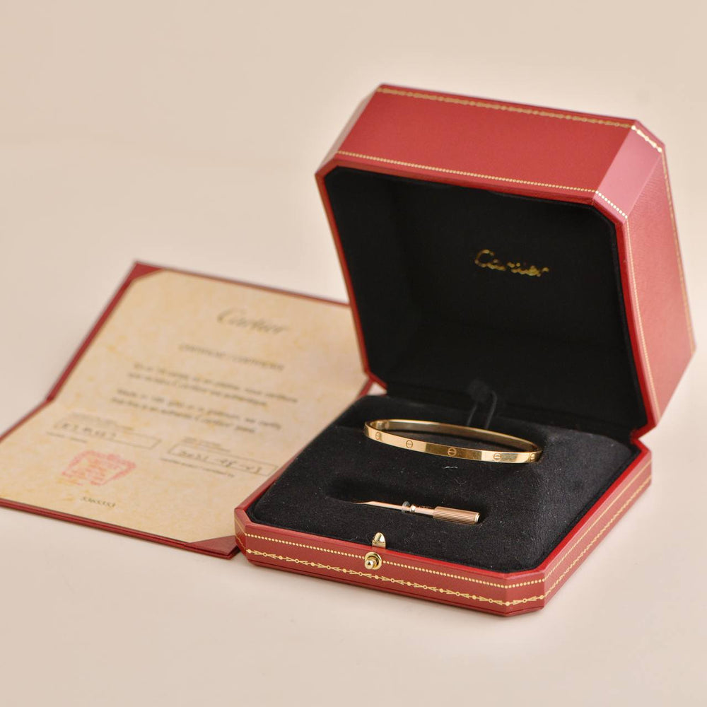 Pre-owned Cartier Love Bracelet Small Model Rose Gold Size 19