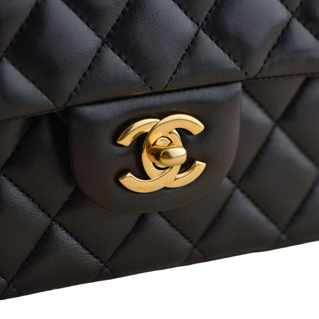 Chanel Lambskin Black Quilted Medium Classic Double Flap Bag