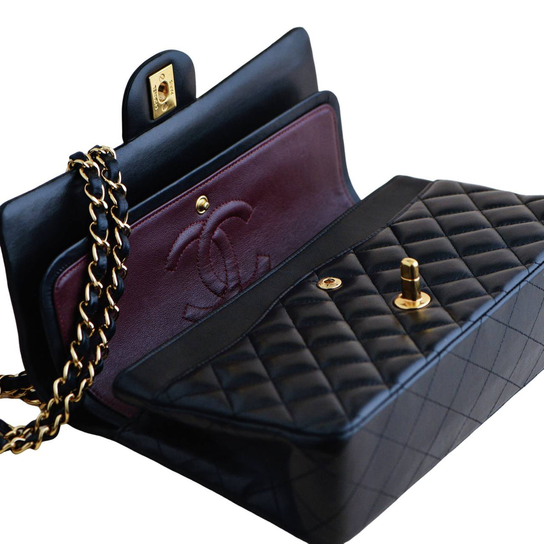 Chanel Lambskin Black Quilted Medium Classic Double Flap Bag