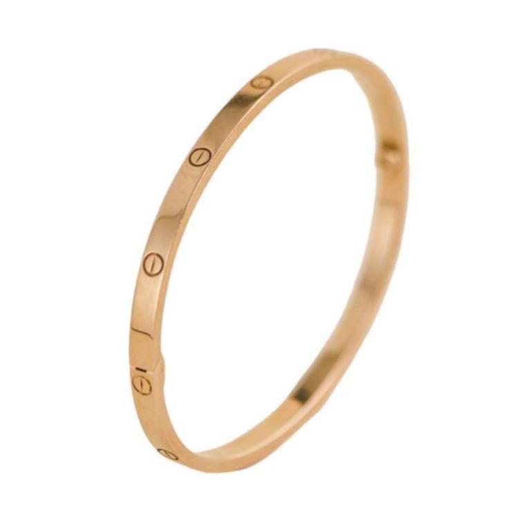 Preloved Cartier Love 18K Rose Gold Bracelet Small Model Size 17