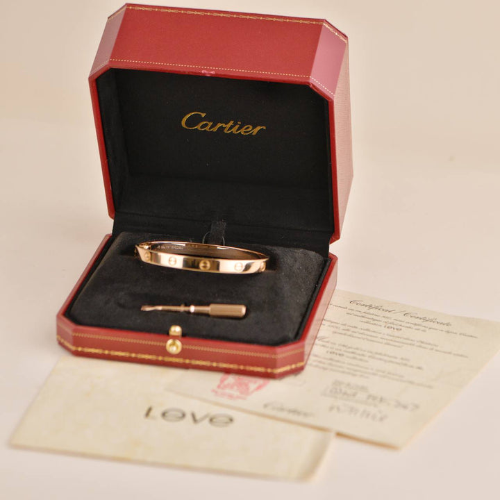 Second Hand Cartier Love Bracelet Rose Gold Size 19