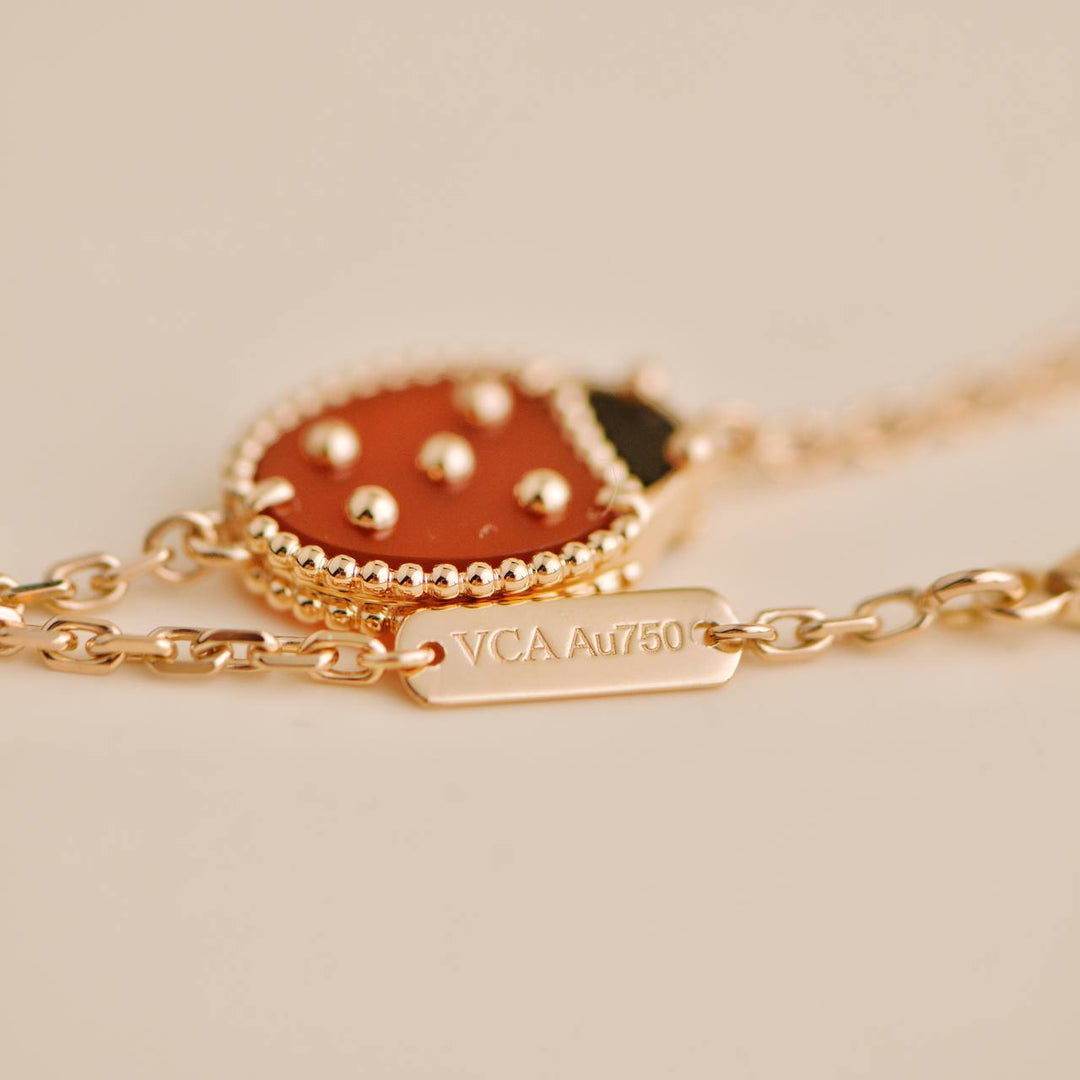 Second Hand Van Cleef Lucky Spring Ladybug 18k Rose Gold Bracelet