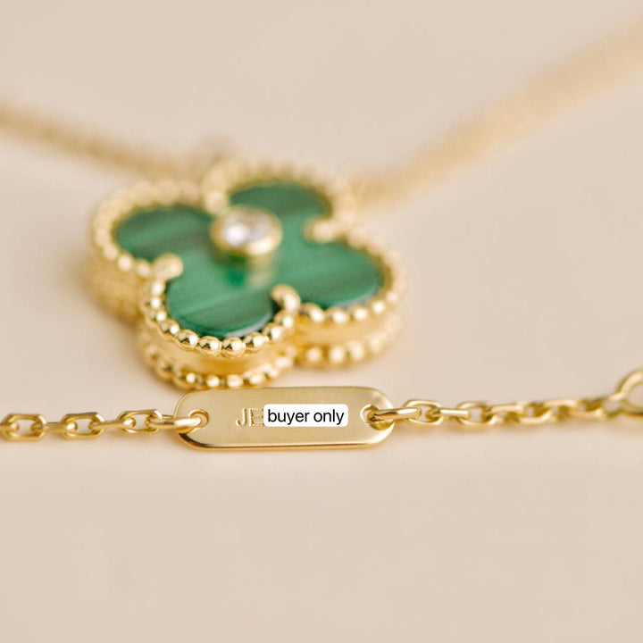 Second Hand Van Cleef 2013 Malachite Diamond 18k Yellow Gold Holiday Pendant