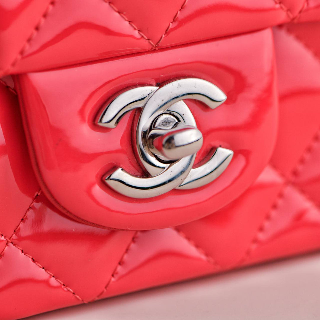 Second Hand Chanel Patent Pink Mini Single Flap Bag