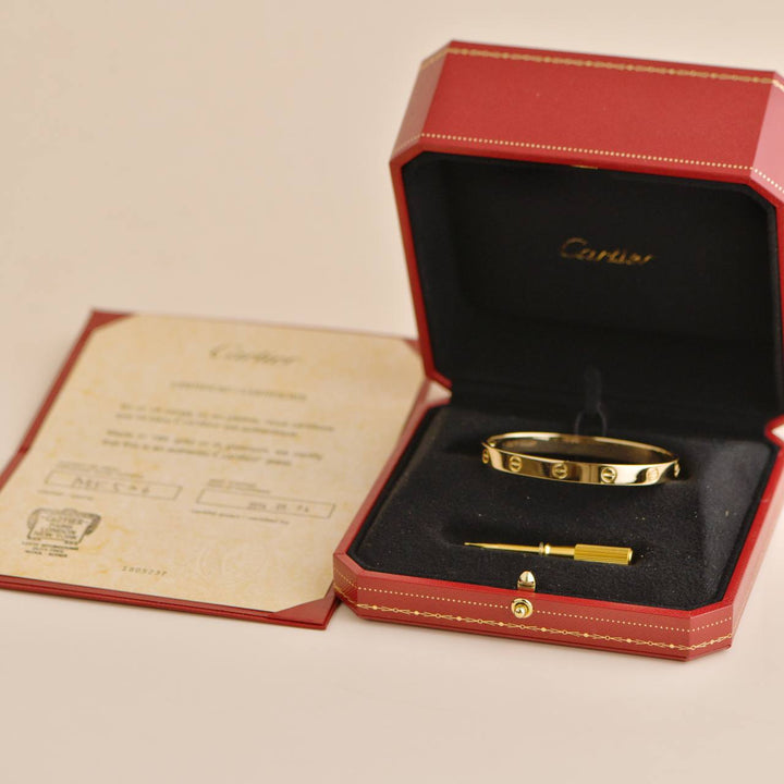 Preowned Cartier Love 18K Yellow Gold Bracelet Size 17