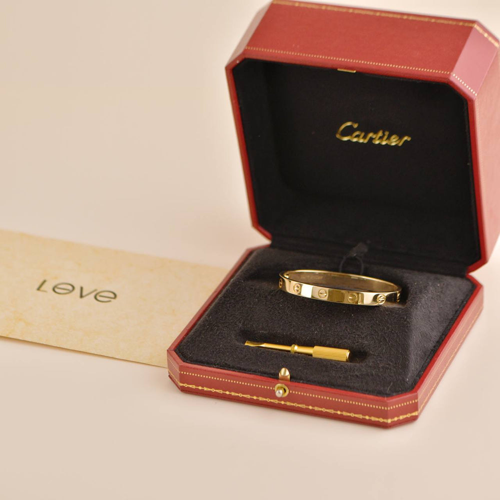 Preowned Cartier Love 18k Yellow Gold Bracelet Size 16