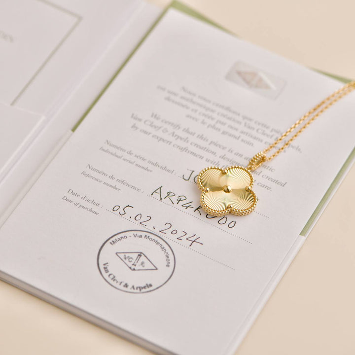 Preowned Van Cleef & Arpels Magic Alhambra Guilloché 18K Yellow Gold Pendant Necklace