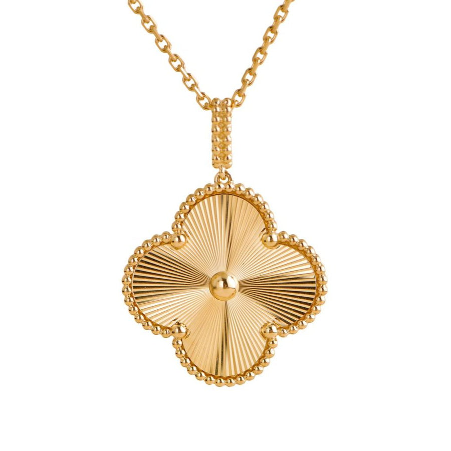 Preloved Van Cleef & Arpels Magic Alhambra Guilloché 18K Yellow Gold Pendant Necklace