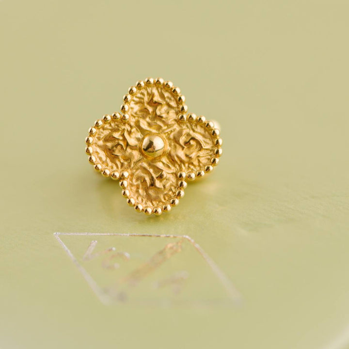 preowned Van Cleef & Arpels Vintage Alhambra Hammered 18K Yellow Gold Earrings