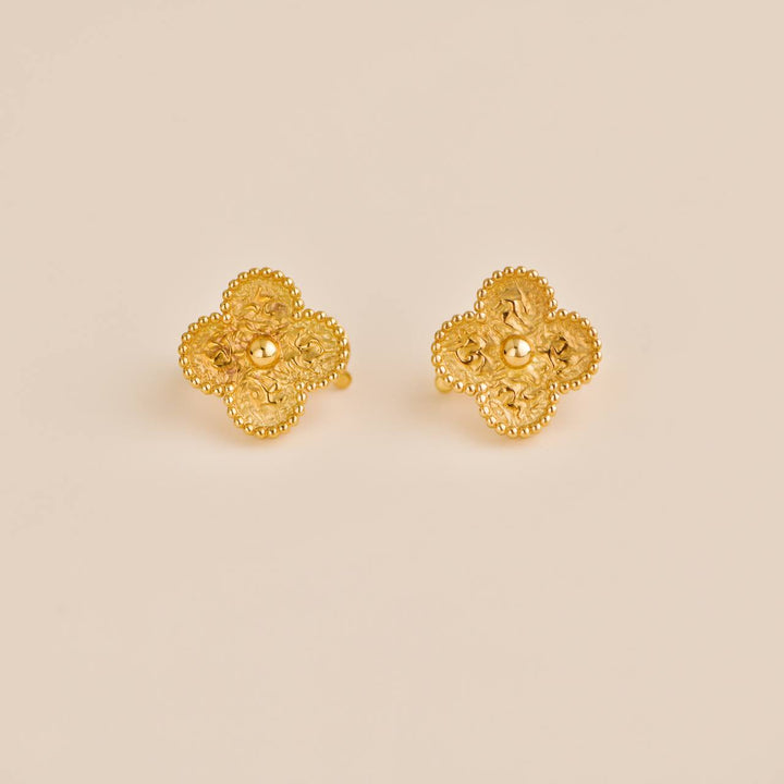 preowned Van Cleef & Arpels Vintage Alhambra Hammered 18K Yellow Gold Earrings