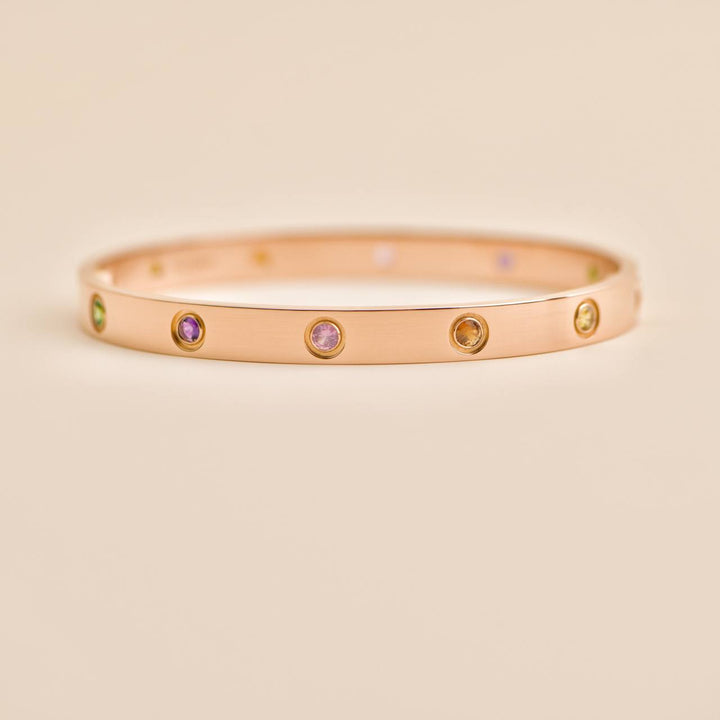 Preowned Cartier Love Rainbow Multi Gem 18k Rose Gold Bracelet 