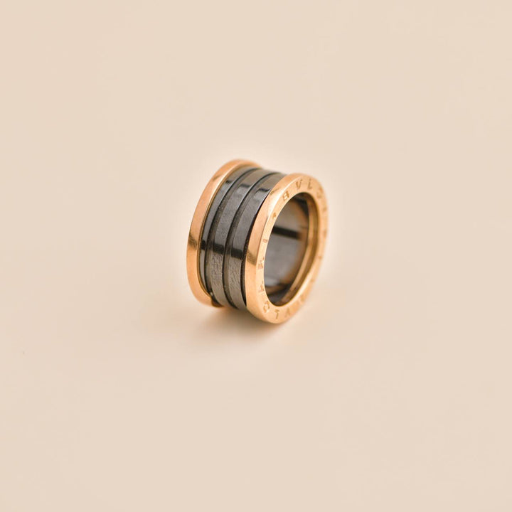 Preowned Bvlgari B.Zero1 18k Rose Gold Black Ceramic Ring