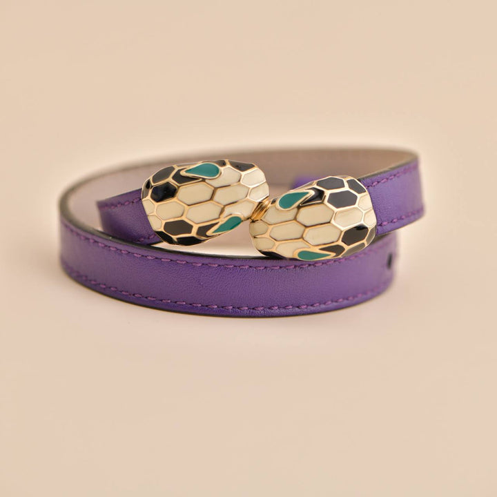 Bvlgari Serpenti Forever Enamel Purple Leather Bracelet