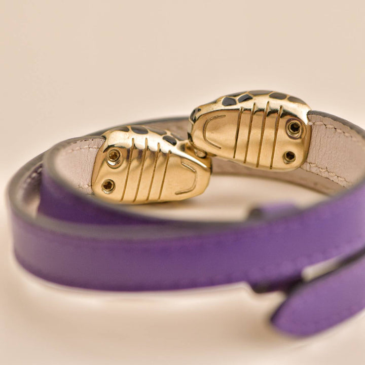 prelowned Bvlgari Serpenti Forever Enamel Purple Leather Bracelet