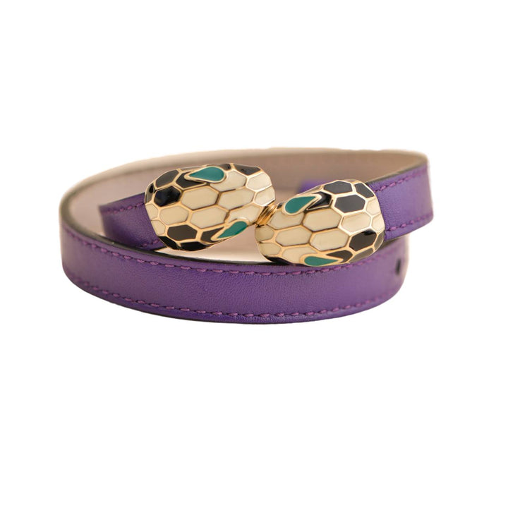 preloved Bvlgari Serpenti Forever Enamel Purple Leather Bracelet