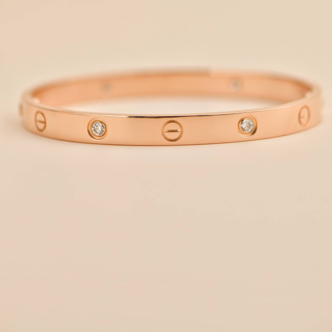 Second Hand Cartier Love 4 Diamond 18k Rose Gold Bracelet