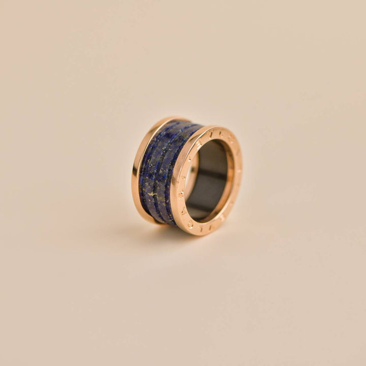 preloved Bvlgari B.Zero1 Large Lapis Lazuli Rose Gold Ring Size 55