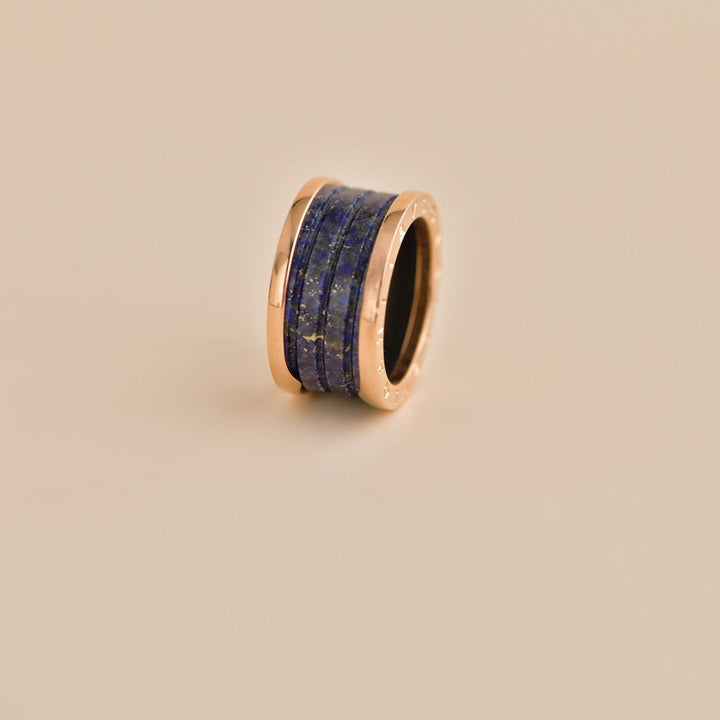 preloved Bvlgari B.Zero1 Large Lapis Lazuli Rose Gold Ring Size 55