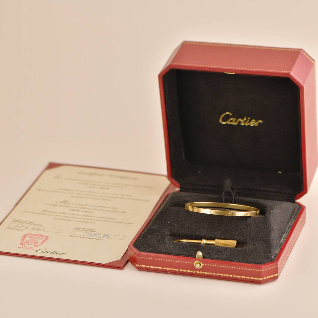 Preowned Cartier Love Small Model 18k Yellow Gold Size 17