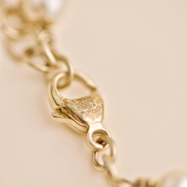 Preowned Chanel CC Crystal Faux Pearl Bracelet