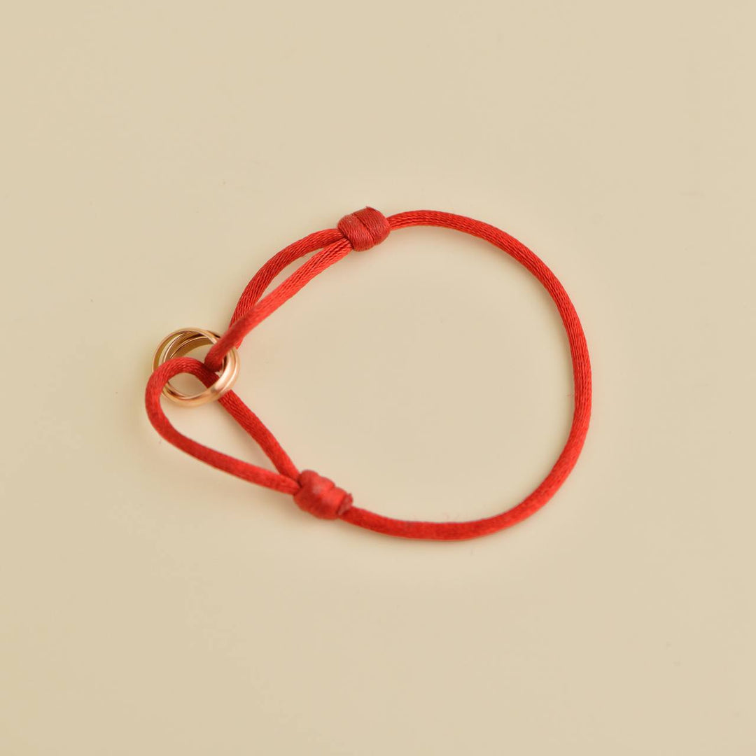 Second Hand Cartier Trinity 18K Rose Gold Red Cord Bracelet