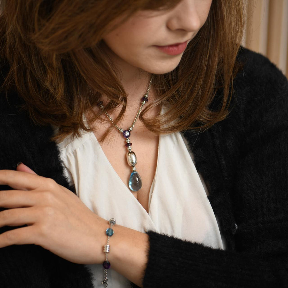 Second Hand Bvlgari Mediterranean Eden 18K White Gold Diamond Multi-Gem Necklace