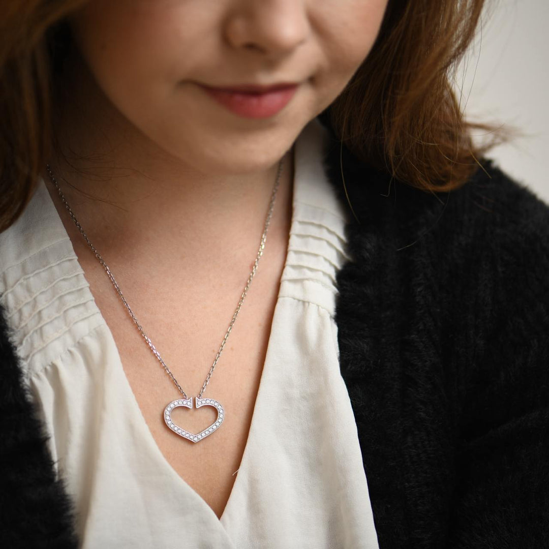 Second Hand Cartier White 18K Gold Diamond Hearts and Symbols Necklace