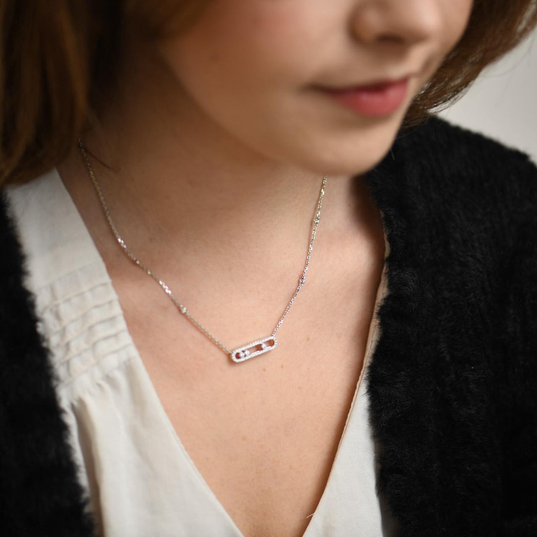 Messika Baby Move Pavé Diamond 18k White Gold Pendant Necklace