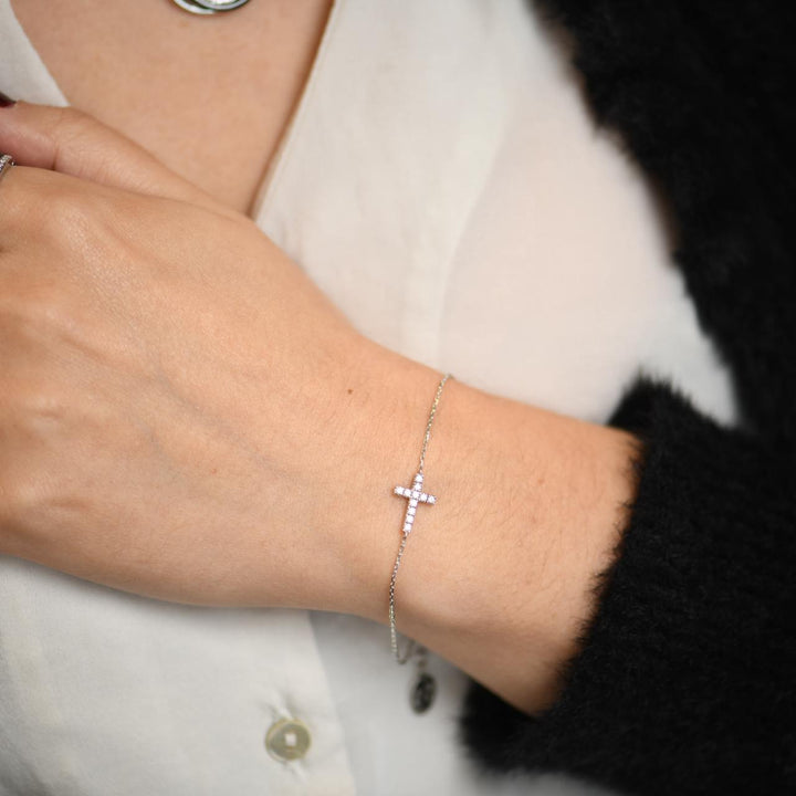 Cartier Symbols Diamond 18K White Gold Cross Bracelet