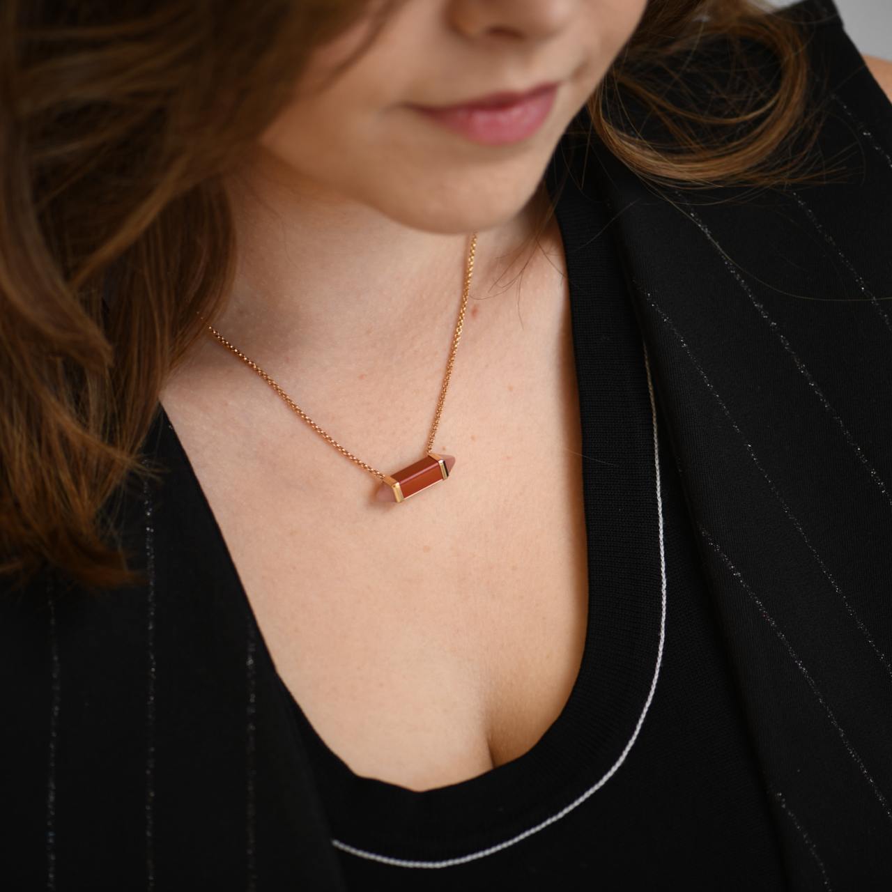 Cartier Les Berlingots Pendant Necklace Red Jasper and Pink