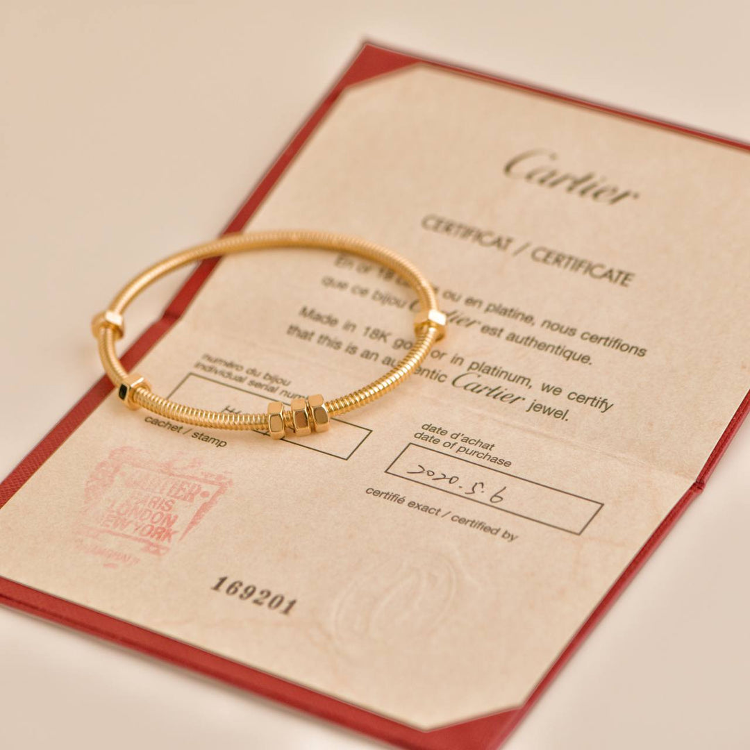 Second Hand Cartier Ecrou de Cartier 18K Rose Gold Bracelet Size 18