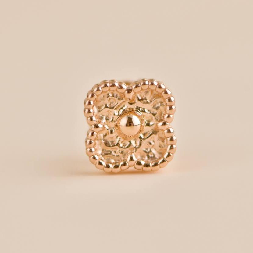 Van Cleef Arpels Sweet Alhambra 18K Hammered Rose Gold Earrings