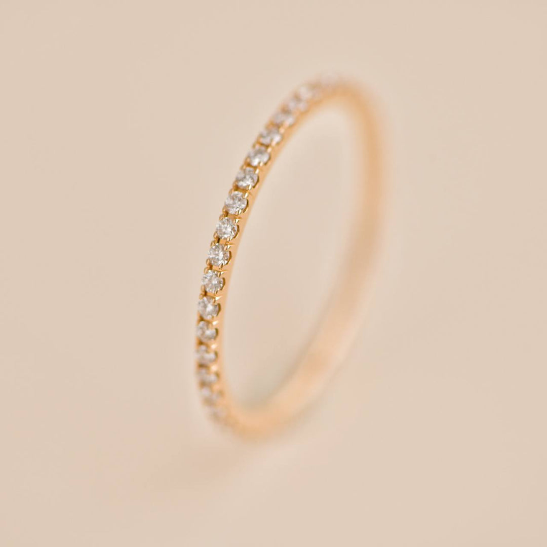 Van Cleef & Arpels Félicité Diamond 18K Rose Gold Wedding Band Ring Size 54