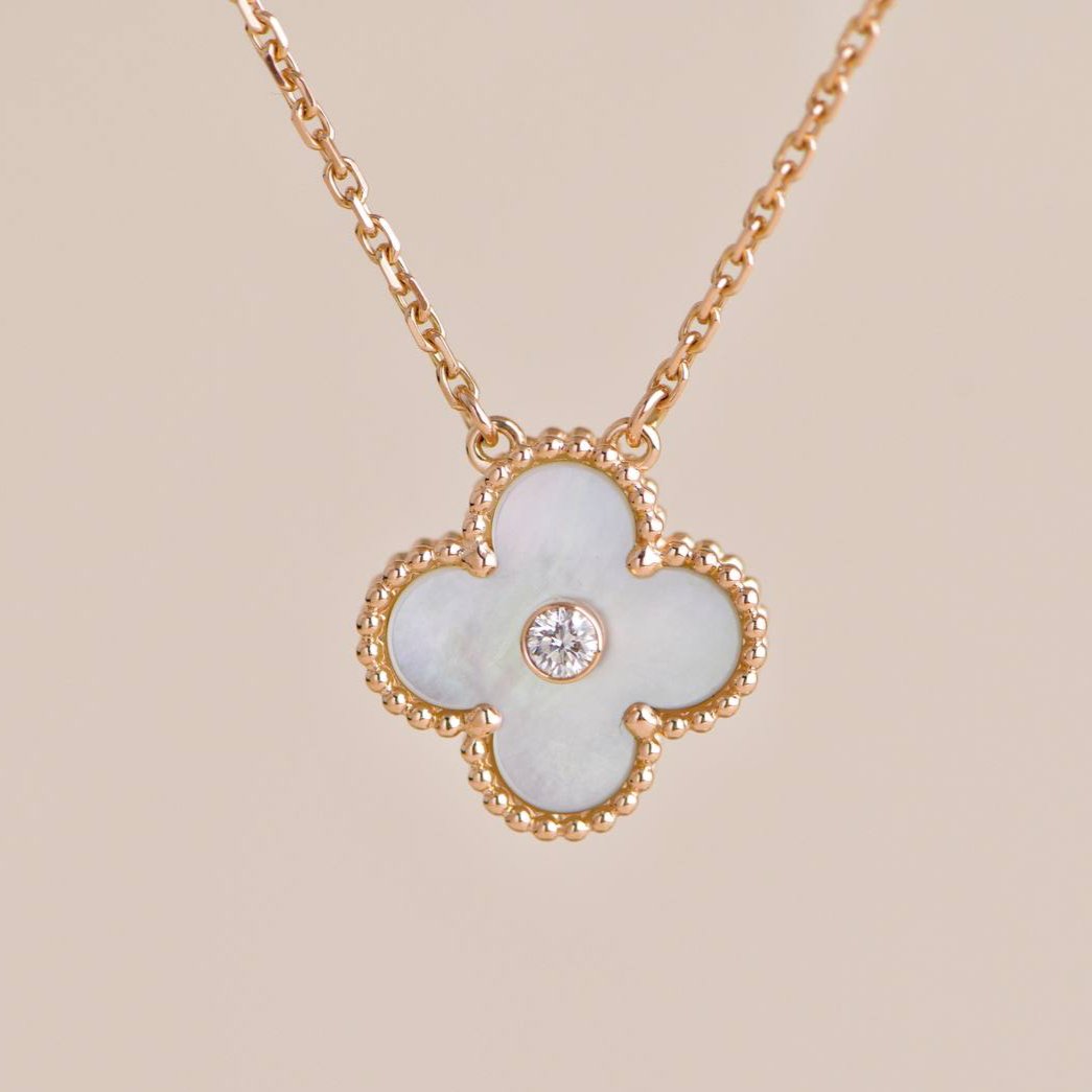 Van Cleef & Arpels Vintage Alhambra Mother of Pearl Diamond Rose