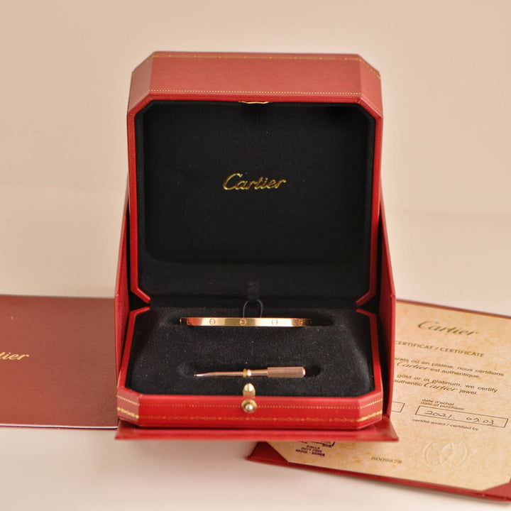 Cartier Love 18K Rose Gold Small Model Bracelet Size 17