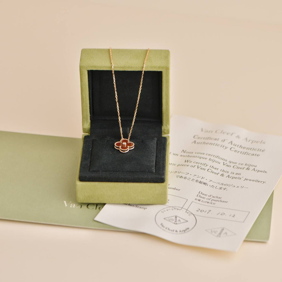 Preowned Van Cleef & Arpels 2017 Bullseye Diamond 18K Rose Gold Holiday Pendant Necklace