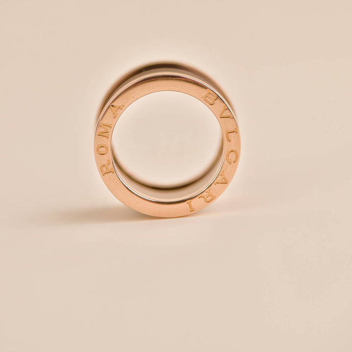 Preowned Bvlgari B.Zero1 18k Rose Gold Brown Ceramic Ring 