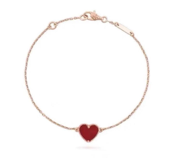 Van Cleef & Arpels Sweet Alhambra Carnelian Heart 18K Rose Gold Bracelet