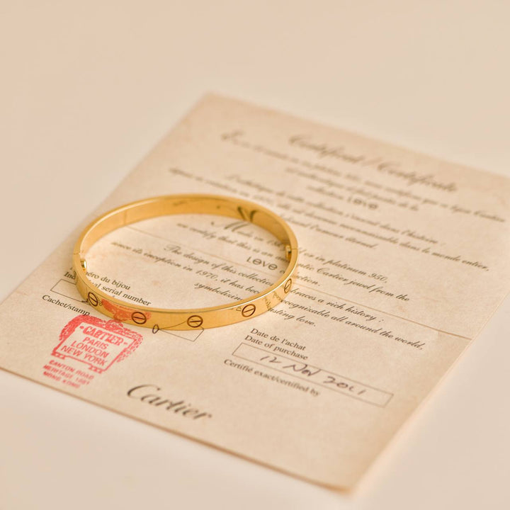 Second Hand Cartier Love 18k Yellow Gold Bracelet Size 18