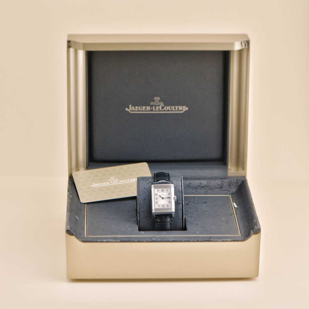 Preowned Jaeger LeCoultre Reverso Classic Medium Duetto Stainless Steel Silver Watch