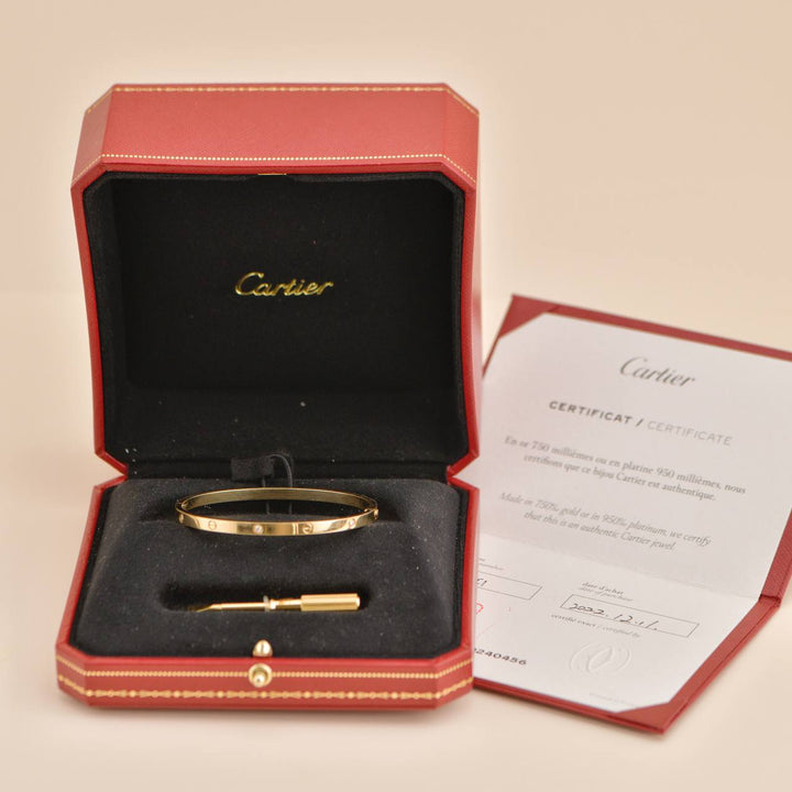 Preowned Cartier Love 6 Diamond 18K Yellow Gold Small Model Size 17