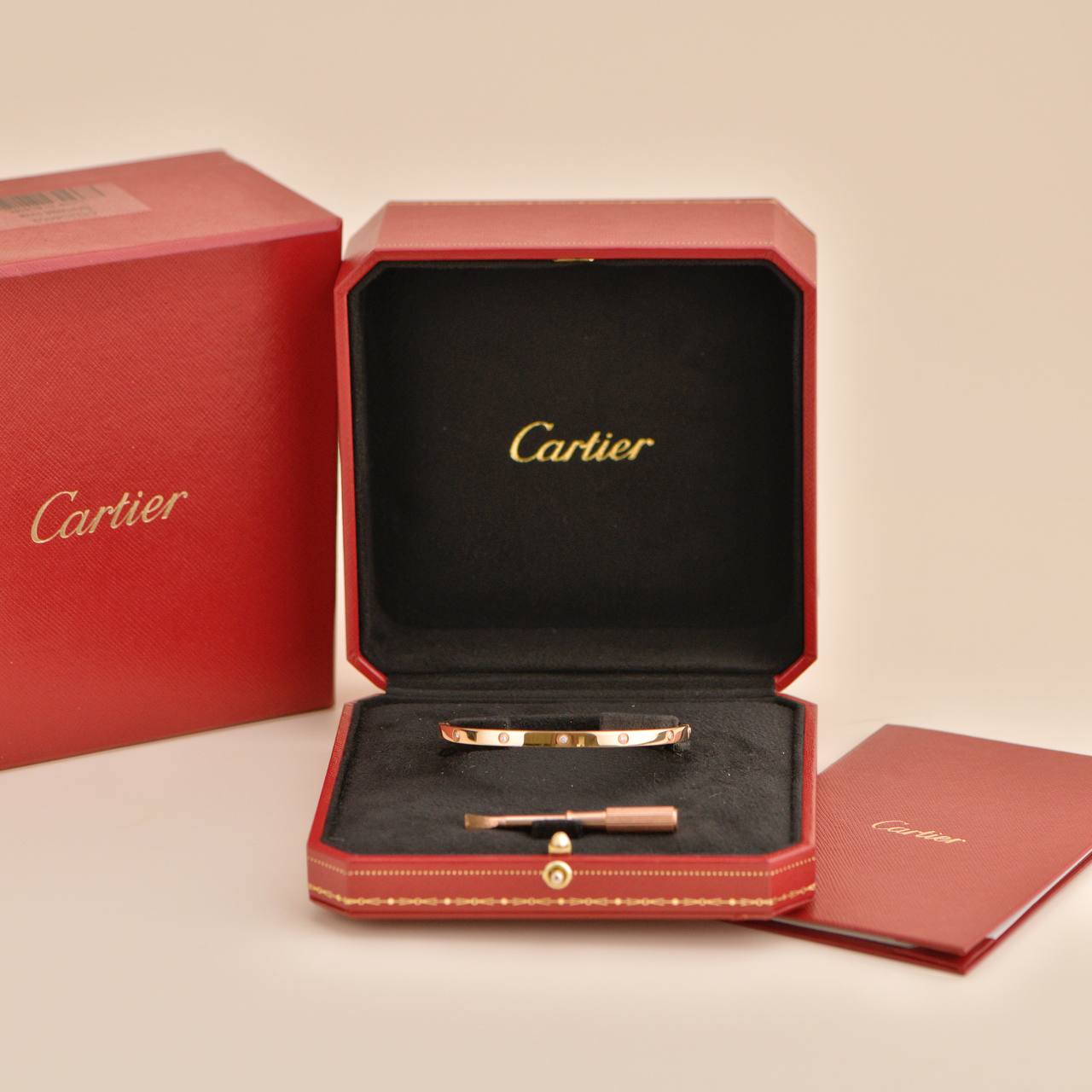 【新品未使用】Cartier アクセサリーケース 10個セット(バラ売りも可) Cartier Love Bracelet 10 Diamonds Small Model 18K Rose Gold Size
